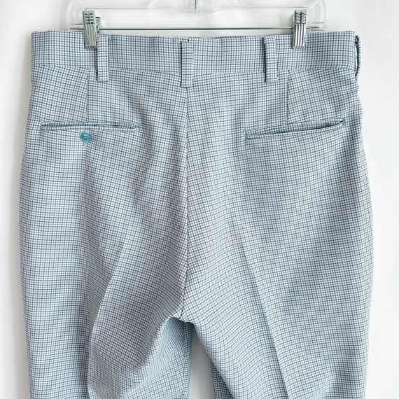 Vintage 1970s Light Blue Plaid Straight Leg Polye… - image 6