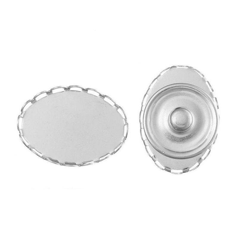 x 5 holders snap chunk of indented oval silver plated 25 x 18 mm cameo