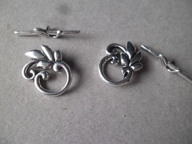 x 2 sets toggle clasps shaped silver sheet 19 x 23 mm