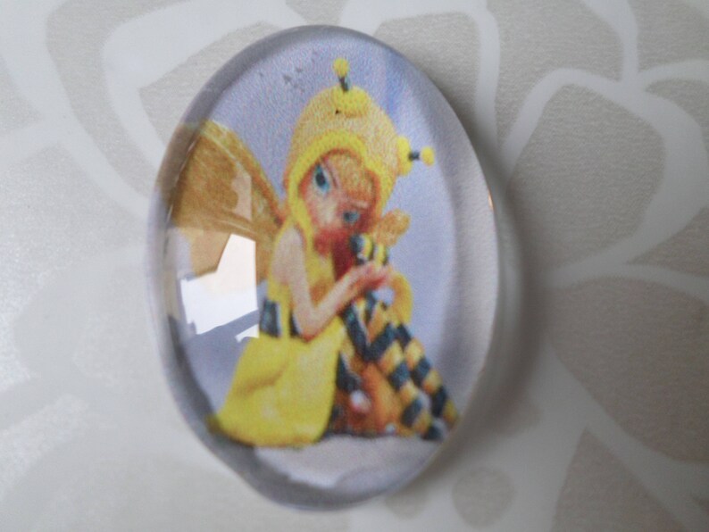 x 1 cameocabochon fairy oval yellow glass 25 x 18 mm 11