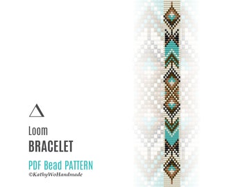 Patrón para pulsera de telar, diseño de cuentas inspirado en los nativos americanos, descarga instantánea
