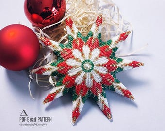 2-Drop Peyote 3D Star Tutorial, Bead Pattern,  Seed Bead Christmas Ornament