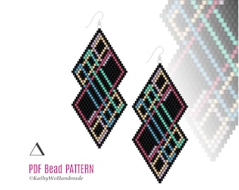 Brick Stitch Earring Pattern, Seed Bead Design for Jewelry Making Lovers, PDF Pattern
