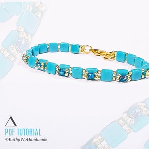 Beaded Bracelet Tutorial, Tila Bead Pattern, Beading Tutorial PDF, Beading Pattern, Elegant Bracelet Tutorial, Bracelet DIY, Tile Bracelet