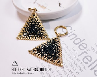 Peyote Triangle Earrings Pattern and Tutorial, Earrings Tutorial, Miyuki Earrings, Seed Bead Pattern, DIY Earrings, Miyuki Earrings Pattern