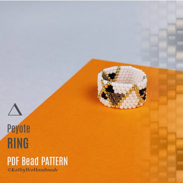 Peyote Ring Pattern, Even Peyote Pattern, Beaded Rings, Seed Bead Pattern, Miyuki Ring Pattern, Geometric Ring Pattern, Jewelry Pattern