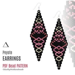 Peyote Earrings, Beading Pattern, Peyote Earrings Pattern, Beaded Earring Pattern, Earrings Pattern PDF, Peyote Pattern, Earring Seed Beads