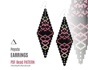 Peyote Earrings, Beading Pattern, Seed Bead Design for Jewelry Making Lovers, PDF Pattern