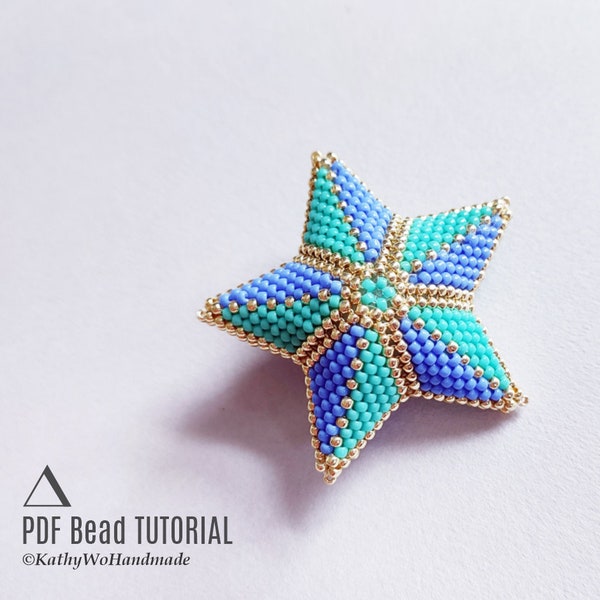 3D Peyote Star TUTORIAL, Basic Instruction, Beading Tutorial, Peyote Star Pattern, Puffy Star, Seed Bead Pattern