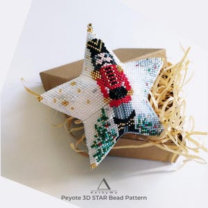 Nutcracker Beaded Peyote Star Pattern, Christmas Ornament, Seed Bead Design