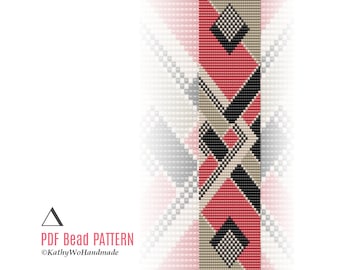 Loom Bracelet Pattern, Geometric Seed Bead Design, Miyuki Delica Jewelry, PDF Pattern