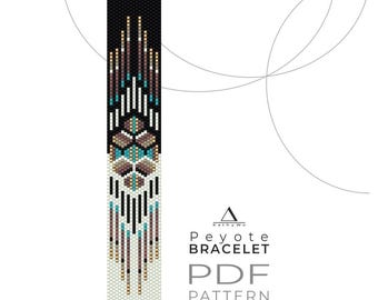 Mönster för Peyote-armband – Indiansk stil, Miyuki Delica-pärlor, direkt nedladdning i PDF-format
