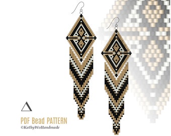 Brick Stitch Earring Pattern, Dangle Earrings, Miyuki Delica Design for Jewelry Making Lovers