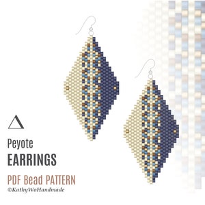 Beaded Earring Pattern, Peyote Stitch, Earrings, Beading Pattern, Earrings Pattern PDF, Peyote Pattern, Earring Seed Beads, Instant Download