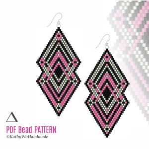 Brick Stitch Earrings Pattern, Beading Pattern, Brick Stitch Pattern, Seed Bead Earrings, Miyuki Earrings, DIY Earrings