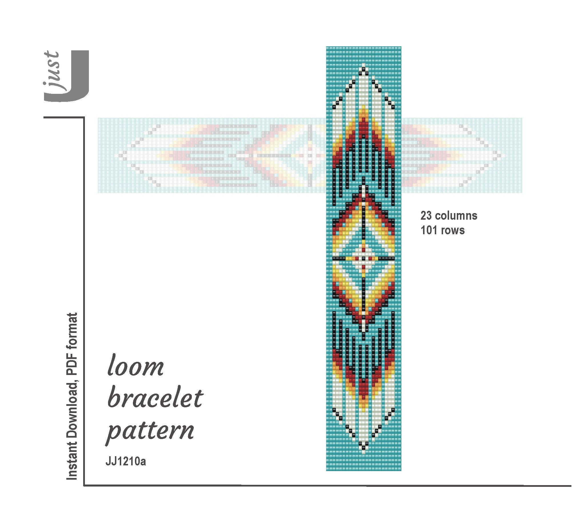 PDF Bead Loom Bracelet Pattern Drops / Beading grid - Petit Bout