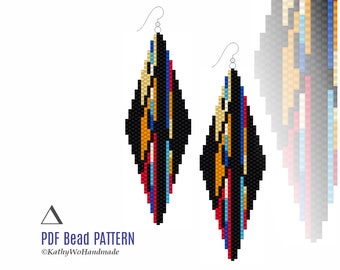 Beaded Earring Pattern, Peyote Earrings, Beading Patterns, Earrings Pattern PDF, Peyote Pattern, Seed Bead Patterns, Miyuki Pattern