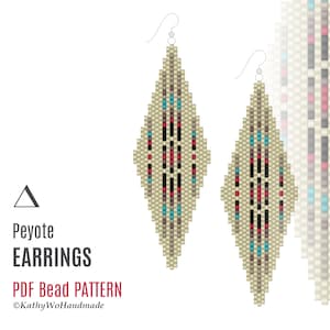 Beaded Earring Pattern, Peyote Earrings, Beading Pattern, Peyote Pattern, Seed Bead Earrings, DIY Earrings, Miyuki Earrings