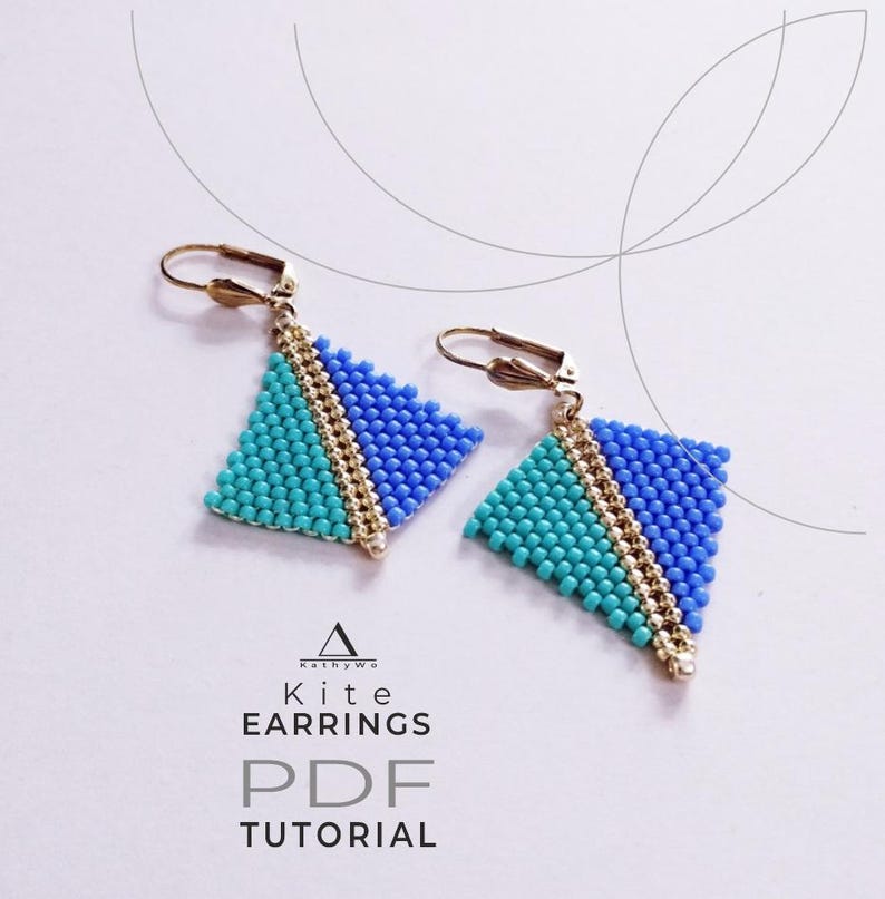 Kite Earrings TUTORIAL, Basic Beading Instructions, DIY Seed Bead Jewelry, PDF File