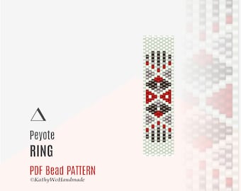 Beaded Ring Pattern, Odd Count Peyote Design with Seed Beads, DIY Jewelry Making