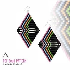 Beaded Earring Pattern, Brick Stitch, Earrings, Beading Pattern, Earrings Pattern PDF, Brick Stitch Pattern, Earring Seed Beads