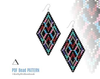 Beaded Earring Pattern, Peyote Earrings, Beading Pattern, Earrings Pattern PDF, Peyote Pattern, Earring Seed Beads