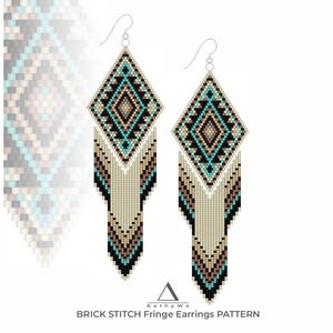 Brick Stitch Earring Pattern, Native American Design, Miyuki Delica Ethnic Jewelry, PDF Pattern