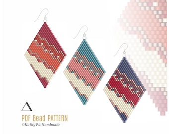 Beaded Earring Pattern, Brick Stitch, Miyuki Delica, Seed Bead Design, Jewelry Making
