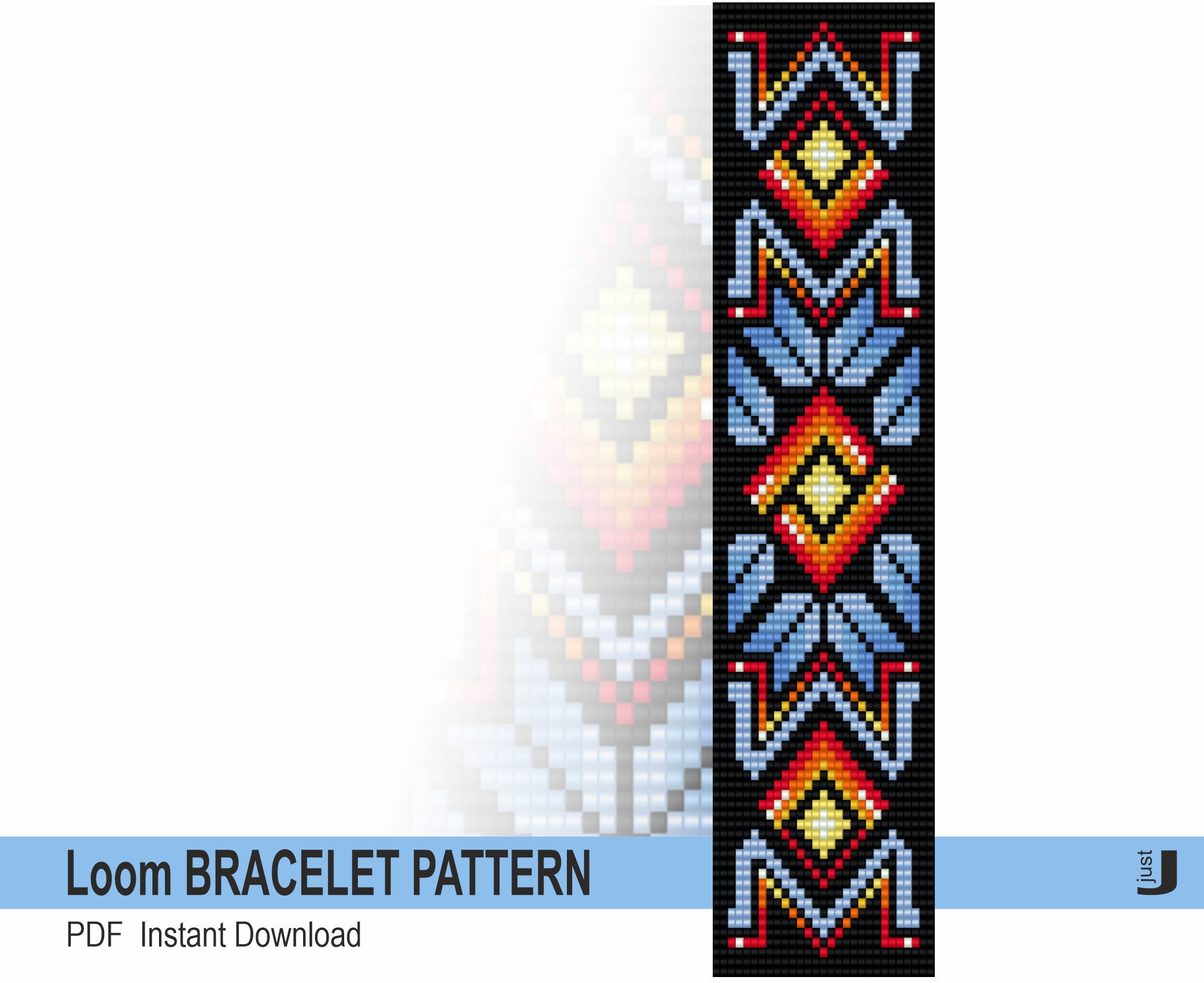 PDF Bead Loom Bracelet Pattern - Japanese Waves - Petit Bout de Chou