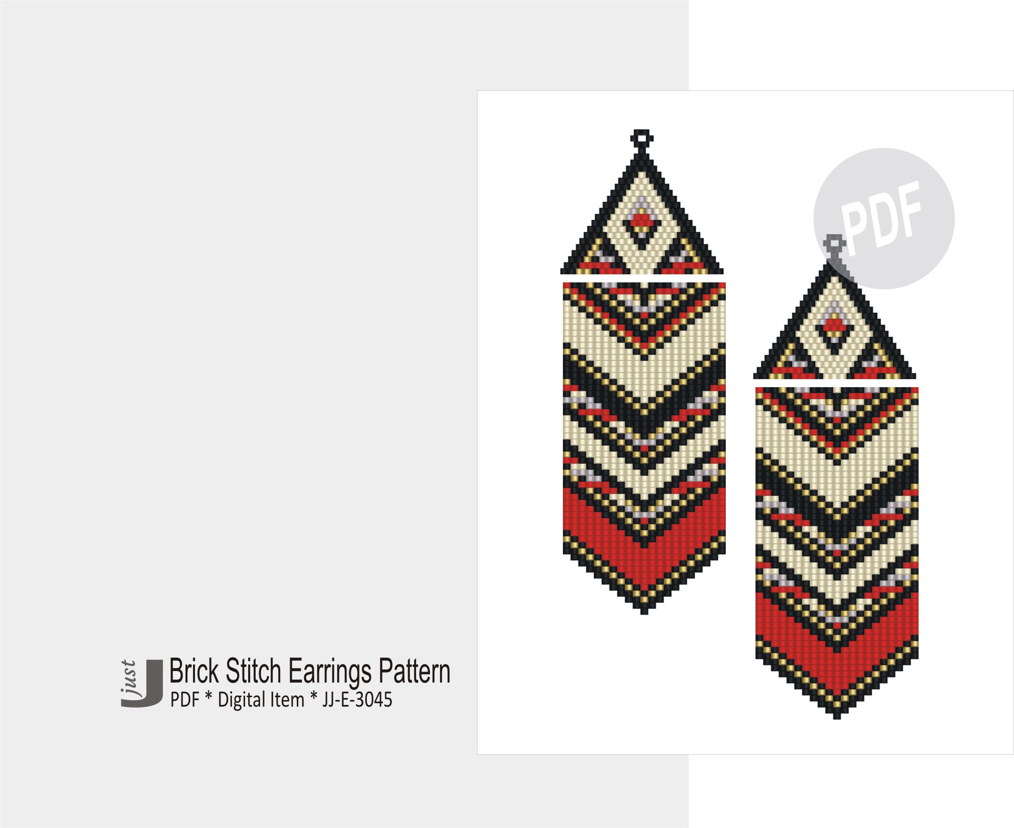 Instant download Beaded earrings PATTERN for brick stitch with fringe Canada flag
