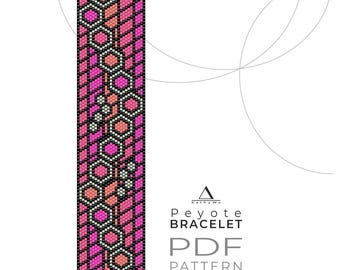 Geometric Peyote Bracelet Pattern for Miyuki Delica Beads, Instant Download