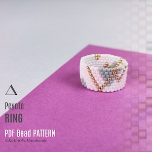 Incluso Patrón de anillo de peyote, Patrón de peyote, Anillos con cuentas, Patrón de cuentas de semillas, Patrón de anillo Miyuki, Patrón de anillo geométrico, Patrón de joyería