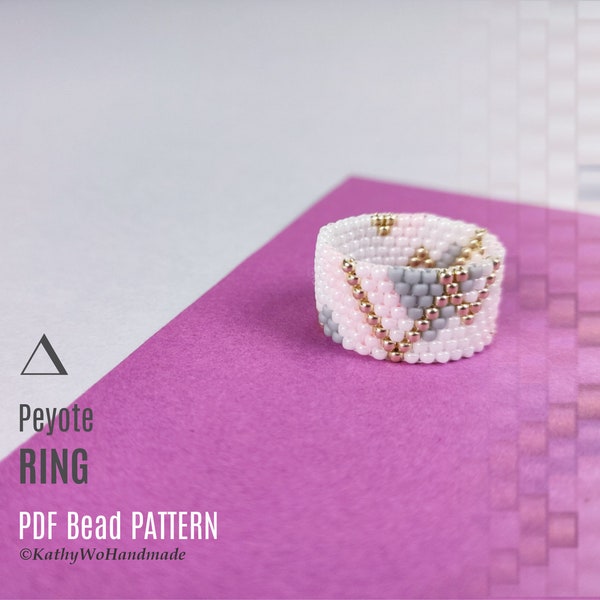 Even Peyote Ring Pattern, Peyote Pattern, Beaded Rings, Seed Bead Pattern, Miyuki Ring Pattern, Geometric Ring Pattern, Jewelry Pattern