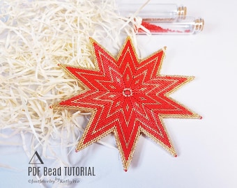 Two-drop Peyote Star TUTORIAL, Basic Instruction, Beading Tutorial, Peyote Star Pattern, Seed Bead Pattern, Christmas DIY Gift