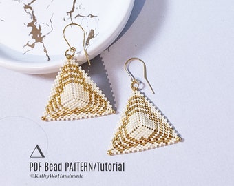 Patrón y tutorial de pendientes de triángulo de peyote, tutorial de pendientes, pendientes Miyuki, patrón de cuentas de semillas, pendientes DIY, patrón de pendientes Miyuki