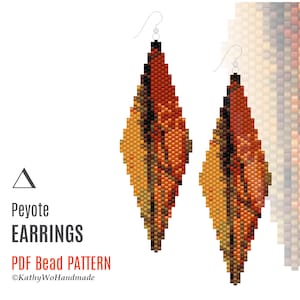 Abstract Beaded Earrings Pattern, Peyote Earring, Beading Pattern, Earrings Pattern PDF, Abstract Peyote Pattern, Earring Seed Beads