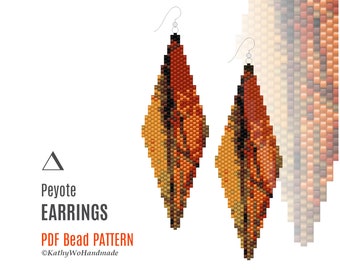 Abstract Beaded Earrings Pattern, Peyote Earring, Beading Pattern, Earrings Pattern PDF, Abstract Peyote Pattern, Earring Seed Beads