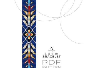 Patrón de pulsera de telar nativo americano, joyería con cuentas pequeñas, descarga instantánea