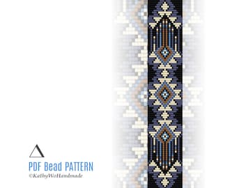 Armbandpatroon met kralenweefgetouw, op zaadkralenproject geïnspireerde etnische motieven, direct downloaden
