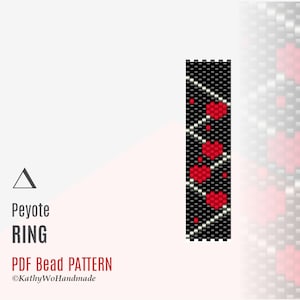 Peyote Ring Pattern, Peyote Ring, Bead Rings Patterns, Beadwork Pattern, Valentines Day Gift, Peyote Miyuki