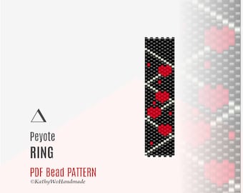 Odd Count Peyote Ring Pattern, Seed Beads Design for Valentine's Day Gift