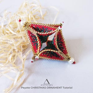 Beaded Christmas Ornament Tutorial, Peyote Holiday Decoration Pattern, Miyuki Delica Ornament