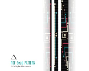Loom Bracelet Patterns, Set of 3, Modern Geometric Seed Beads Design, PDF File