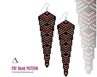 Earrings Pattern, Peyote Pattern, Beaded Earring Pattern, Beading Pattern, Earring Seed Beads, Miyuki Pattern, Jewelry Pattern