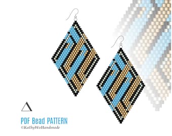 Brick Stitch Earring Pattern, Seed Bead Jewelry, Miyuki Delica Design, Instant Download