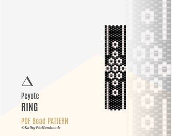 Odd Count Peyote Ring Pattern, Black and White Design for Sophisticated Jewelry Makers