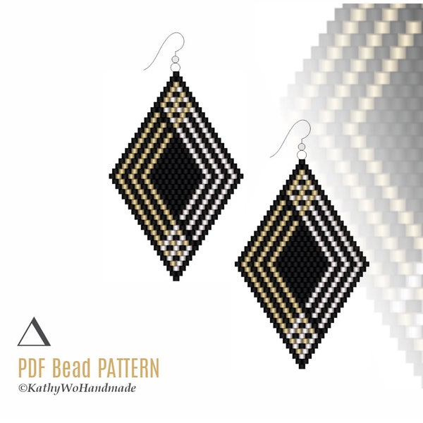 Beaded Earring Pattern, Brick Stitch, Beading Pattern, Earrings Pattern, Brick Pattern, Earring Seed Beads