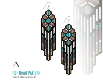 Earring Pattern, Peyote Stitch, Seed Bead Earrings, Miyuki Delica Design, DIY Jewelry, Instant Download