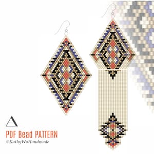 Brick Stitch Earrings Pattern, Fringe Earrings Pattern, Brick Stitch Earrings Pattern, Dangle Earrings Pattern, Seed Beads
