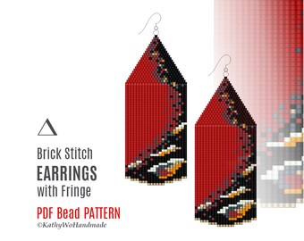 Fringe Earrings Pattern, Colorful Miyuki Delica Design, DIY Seed Bead Jewelry, PDF Pattern